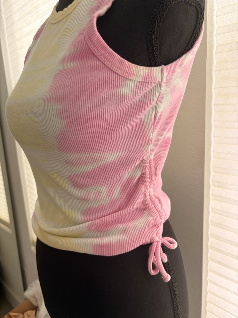 Tie-Dye Ribbed Tank Top - Pink & Cream - Picture 2 of 4